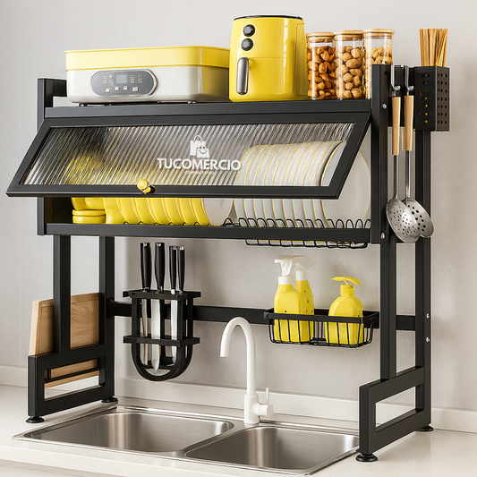 Platero Escurridor GRANDE ELEVADO CON PUERTA en Acero Inoxidable 65CM